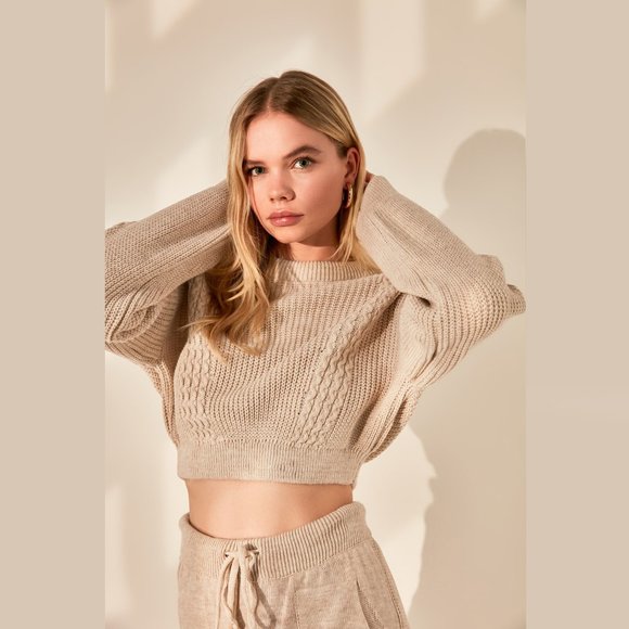 NWT Knitted Beige Cardigan Tank Joggers Set Small - Picture 4 of 6